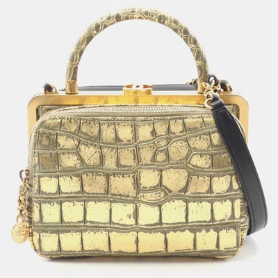 Pre-owned Chanel Coco Mark Chain Shoulder Handbag Leather Black Ghwcc In Multi