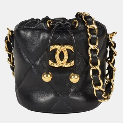 Pre-owned Chanel Coco Mark Chain Shoulder Pouch Bag Lambskin Black Pochette