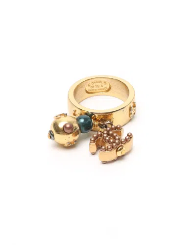 Pre-owned Chanel Coco Mark Charm Ring In Gold