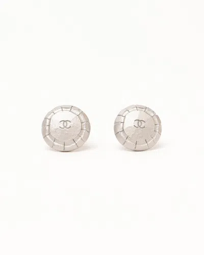 Pre-owned Chanel Coco Mark Clip-on Earrings In Silver