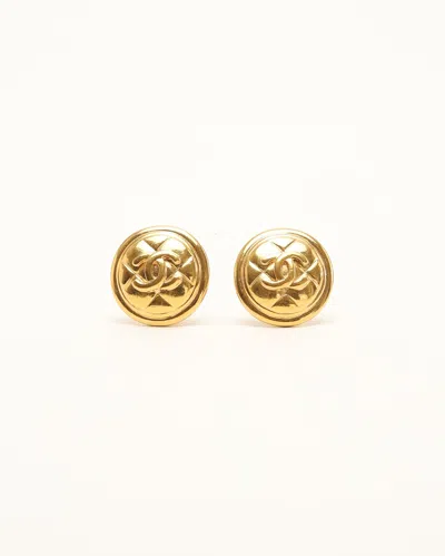 Pre-owned Chanel Coco Mark Clip-on Earrings In Gold