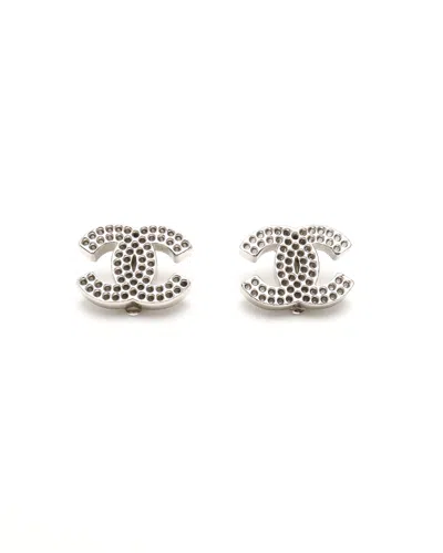Pre-owned Chanel Coco Mark Clip-on Earrings In Silver
