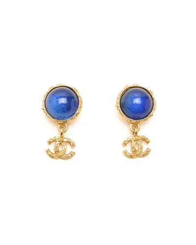 Pre-owned Chanel Coco Mark Clip-on Earrings In Blue