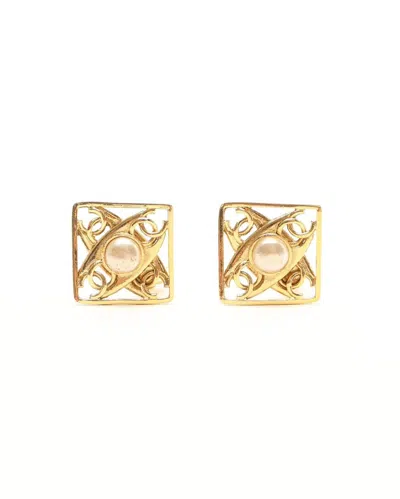 Pre-owned Chanel Coco Mark Clip-on Earrings In Gold