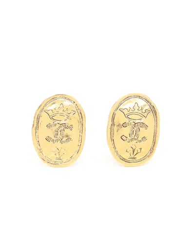 Pre-owned Chanel Coco Mark Clip-on Earrings In Gold