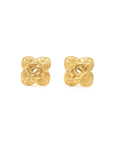 Pre-owned Chanel Coco Mark Clip-on Earrings In Yellow