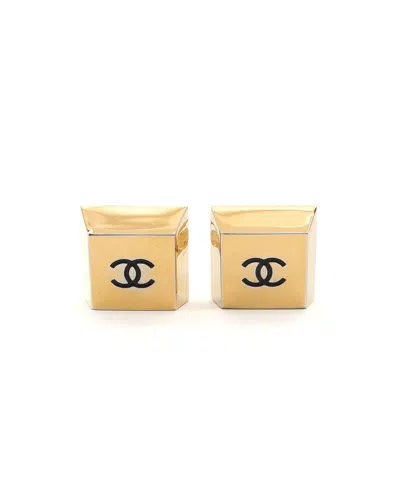 Chanel Coco Mark Clip-on Earrings In Gold