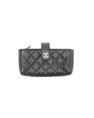 Pre-owned Chanel Coco Mark Coin Purse In Black