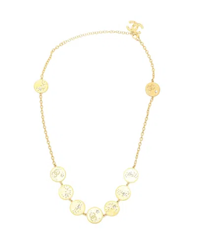 Pre-owned Chanel Coco Mark Coin Rhinestone Necklace In Multi
