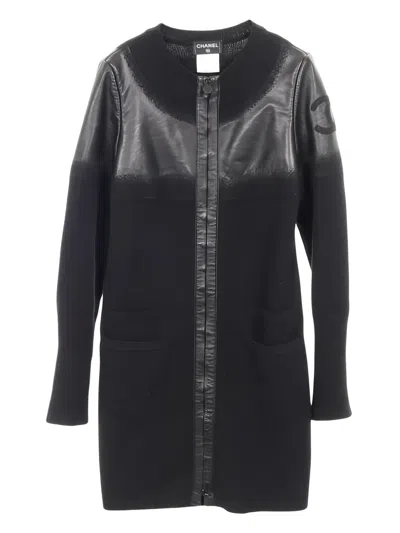 Pre-owned Chanel Coco Mark Colour-block Jacket In Black
