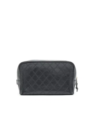 Pre-owned Chanel Coco Mark Cosmetic Pouch In Black