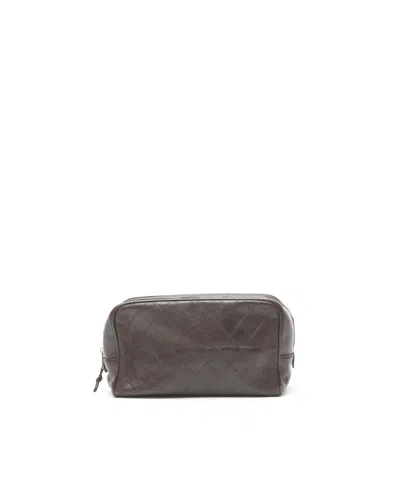 Pre-owned Chanel Coco Mark Cosmetic Pouch In Brown