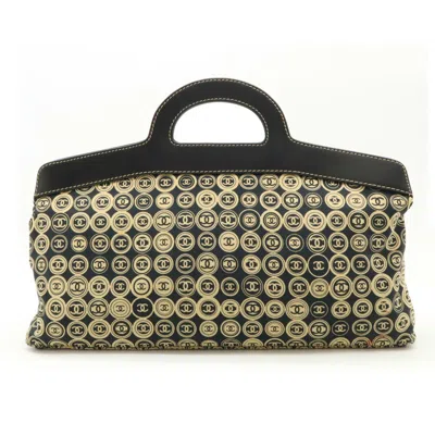 Pre-owned Chanel Coco Mark Cotton Handbag In Blue