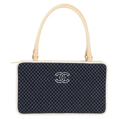 Pre-owned Chanel Coco Mark Cotton Handbag () In Blue