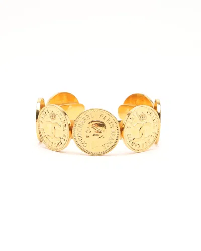 Pre-owned Chanel Coco Mark Cuff Bracelet In Gold