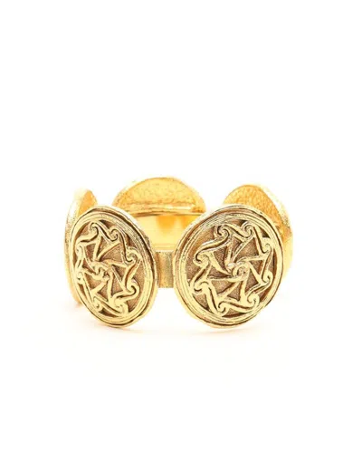 Pre-owned Chanel Coco Mark Cuff Bracelet In Gold