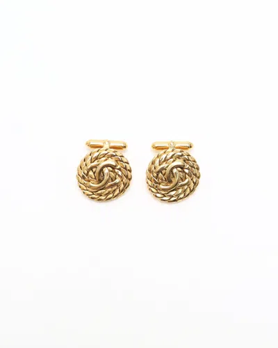 Pre-owned Chanel Coco Mark Cufflinks In Gold