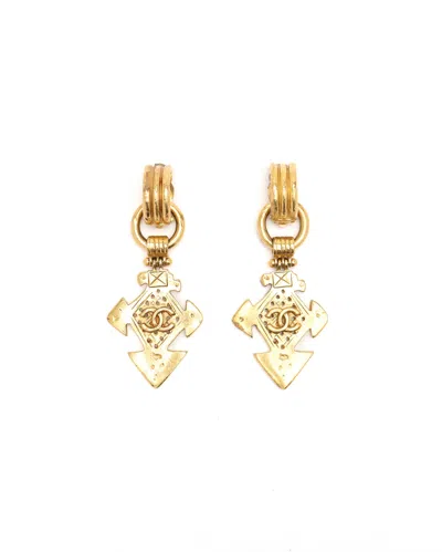Pre-owned Chanel Coco Mark Dangling Clip-on Earrings