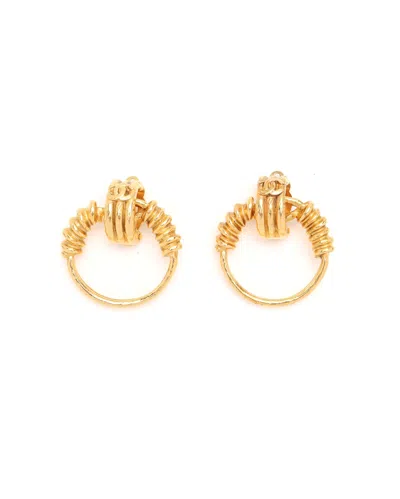 Pre-owned Chanel Coco Mark Dangling Clip-on Earrings In Gold