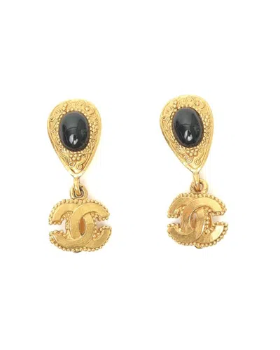 Chanel Coco Mark Dangling Clip-on Earrings In Yellow