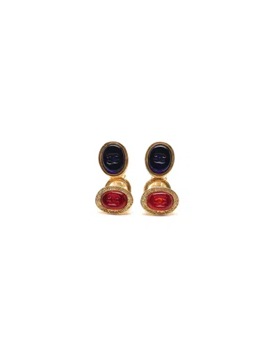 Chanel Coco Mark Dangling Clip-on Earrings In Multicolour