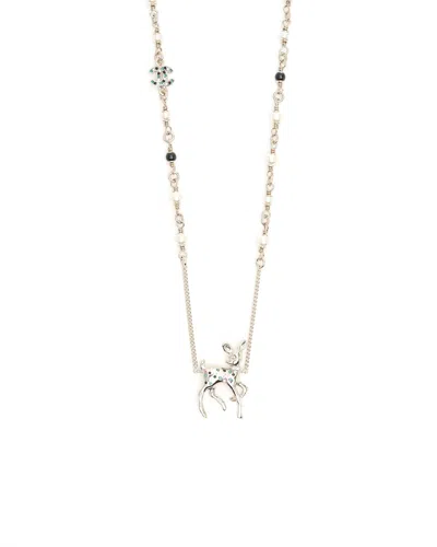 Chanel Coco Mark Dear Long Necklace In Silver