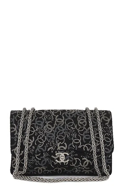 Pre-owned Chanel Coco Mark Double Chain Flap Shoulder Bag In Black