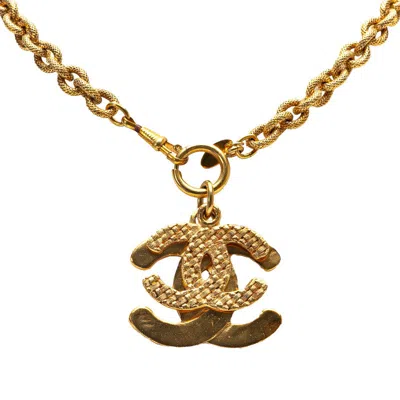 Pre-owned Chanel Coco Mark Double Necklace In Gold