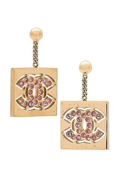 Pre-owned Chanel Coco Mark Drop Earrings In Light Gold