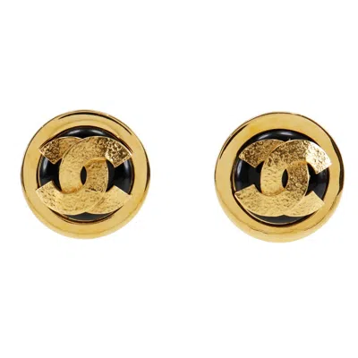 Pre-owned Chanel Coco Mark Earrings In Black