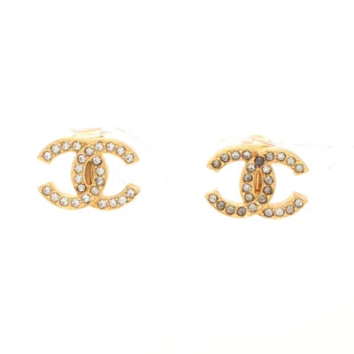 Pre-owned Chanel Coco Mark Earrings Earrings Gp Rhinestone Gold Vintage