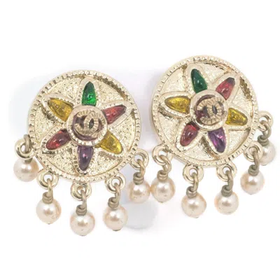 Pre-owned Chanel Coco Mark Earrings Fake Pearl In Multi