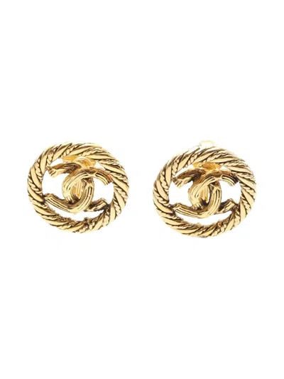 Pre-owned Chanel Coco Mark Earrings In Gold