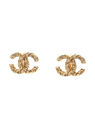 Pre-owned Chanel Coco Mark Earrings In Gold