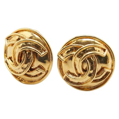 Pre-owned Chanel Coco Mark Earrings In Gold