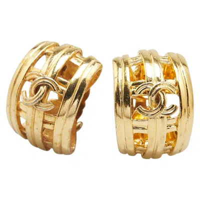 Pre-owned Chanel Coco Mark Earrings In Gold