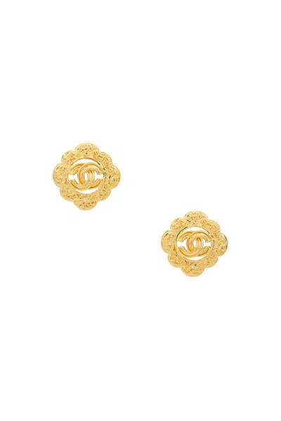 Pre-owned Chanel Coco Mark Earrings In Gold
