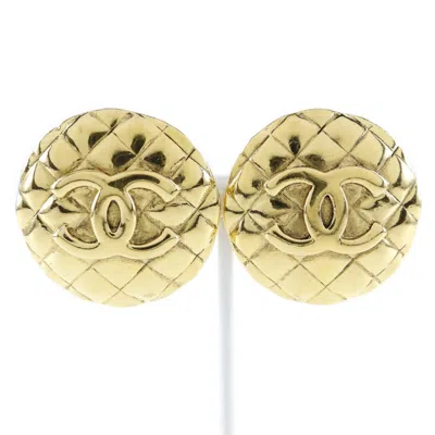 Pre-owned Chanel Coco Mark Earrings Gold Plated Vintage