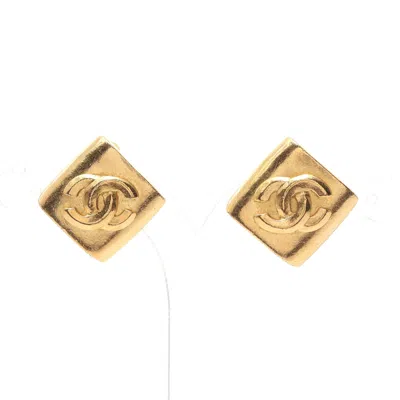 Pre-owned Chanel Coco Mark Earrings Gp Gold 96p