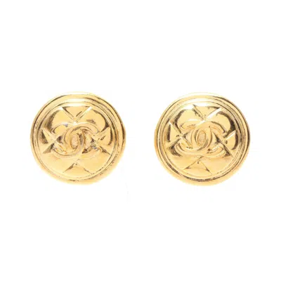 Pre-owned Chanel Coco Mark Earrings Gp Gold Vintage