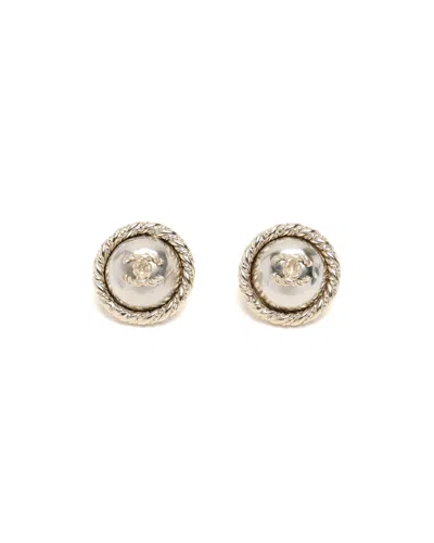 Pre-owned Chanel Coco Mark Earrings In Silver