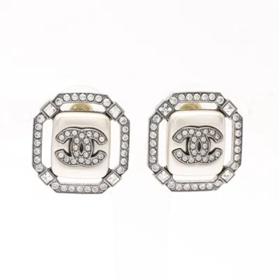 Pre-owned Chanel Coco Mark Earrings Stainless Steel Jewelry In Silver