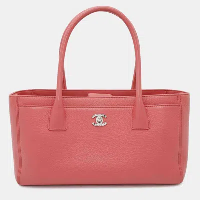 Pre-owned Chanel Coco Mark Executive Line Leather Pink Tote Bag