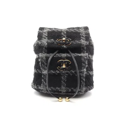 Pre-owned Chanel Coco Mark Fabric Backpack In Black