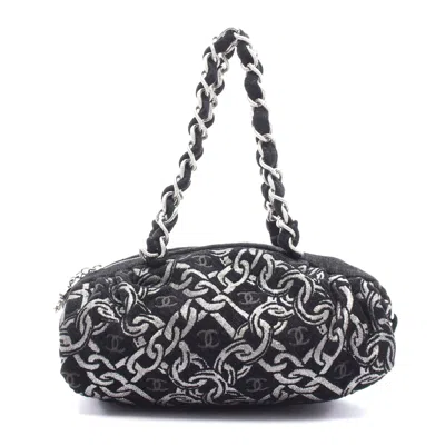Pre-owned Chanel Coco Mark Fabric Handbag Black