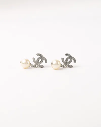 Pre-owned Chanel Coco Mark Faux Pearl Earrings