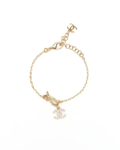 Chanel Coco Mark Fish Charm Bracelet In Yellow