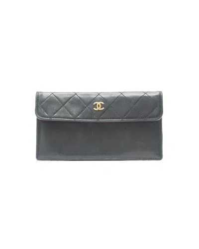 Pre-owned Chanel Coco Mark Flap Wallet In Black