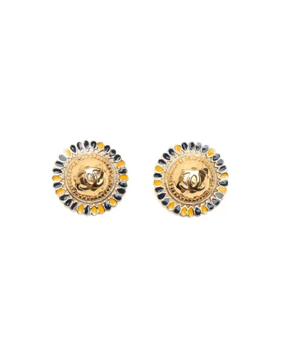 Chanel Coco Mark Flower Clip-on Earrings In Multi