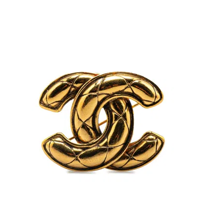 Pre-owned Chanel Coco Mark Gold Brooch
